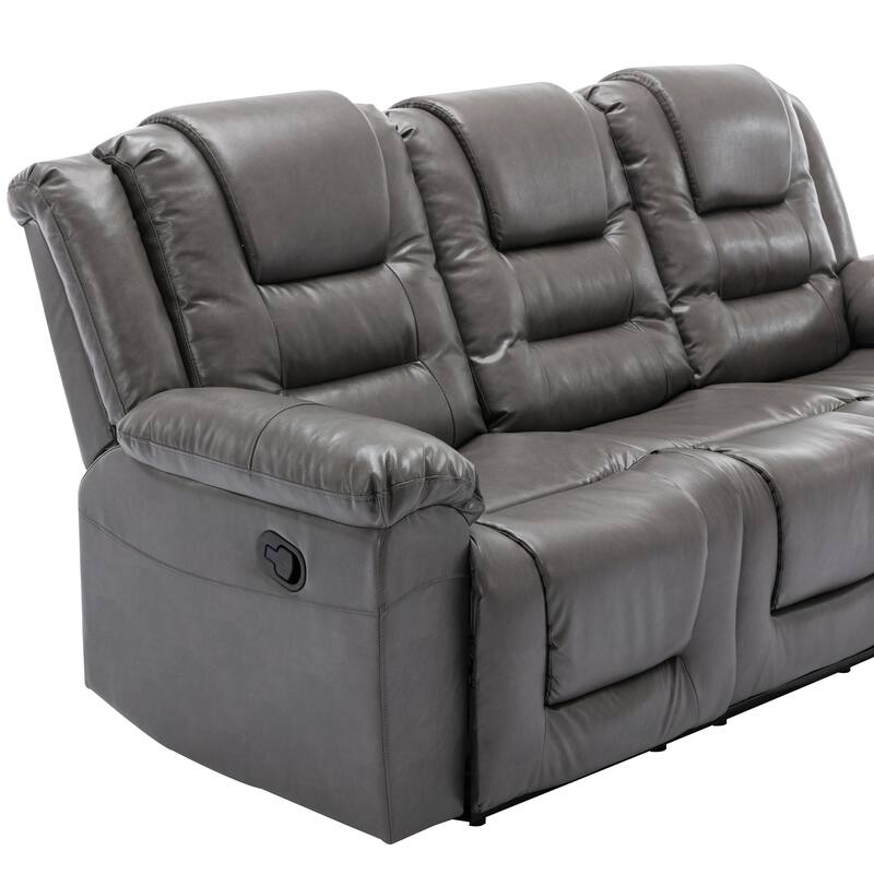 3 Seater Home Theater Recliner Manual Recliner Chair with Two Built-in Cup Holders for Living Room,Bedroom