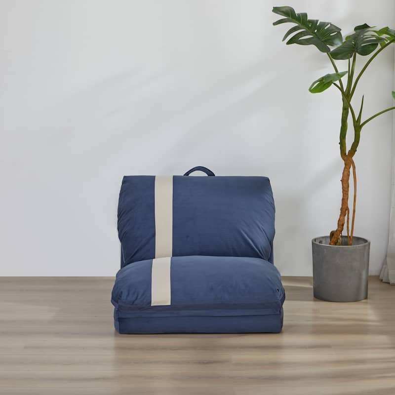 Floor Sofa Bed with 6-Position Adjustable, Sleeper Sofa with 5-Second Foldable, Upholstered Bean Bag Base & Pillow
