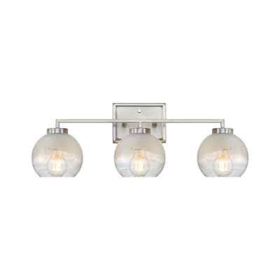 Elliott 3-Light Vanity Light in Pewter with Alabaster Shade - Silver