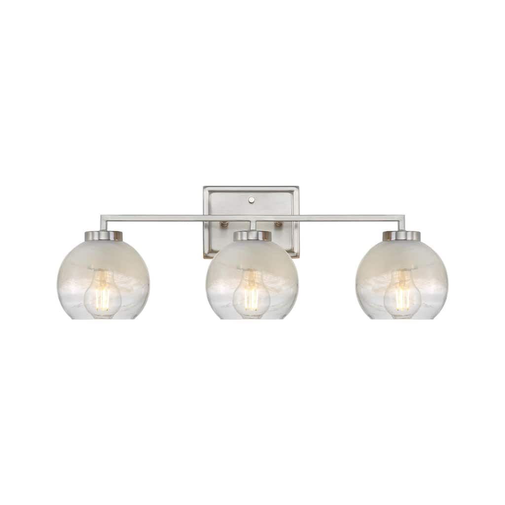 Elliott 3-Light Vanity Light in Pewter with Alabaster Shade - Silver