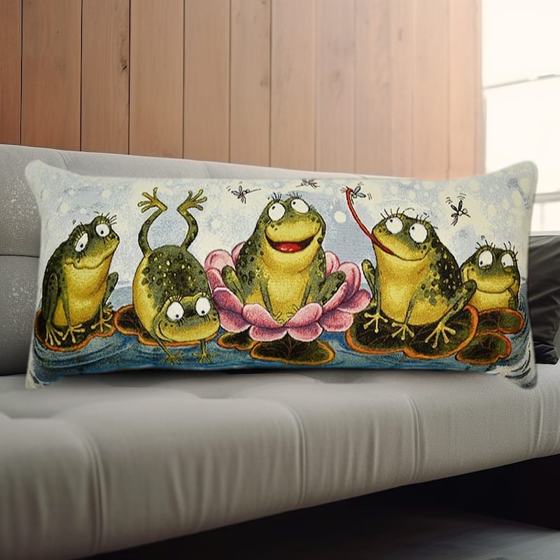 Frogs Tapestry Throw Pillow