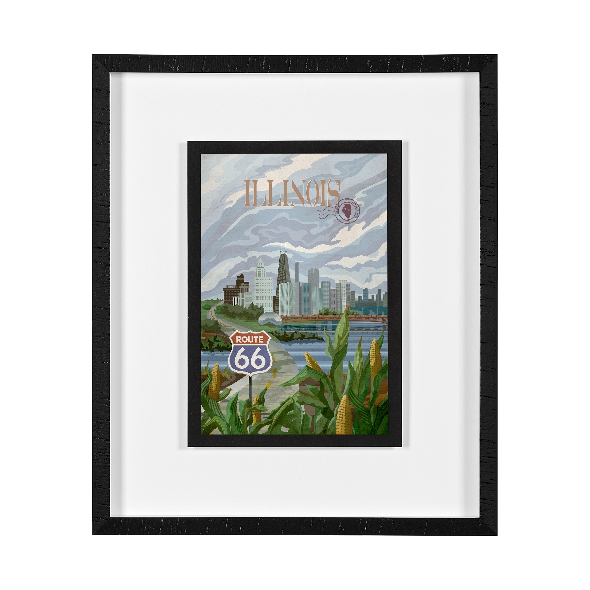 Mercana Illinois Go USA (M) by Mercana Studio a Framed Art Print Matted under Glass