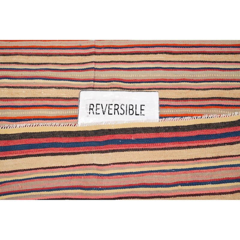 Hand Woven Oriental 100% Wool Carpet Southwestern Geometric Multi-Colored Kilim Area Rug - 8' 3'' X 4' 8''