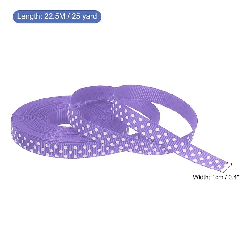 Grosgrain Ribbons with Dots Ribbon Bow Decoration - Pale Grape Purple - 25 Yards 3/8 Inch