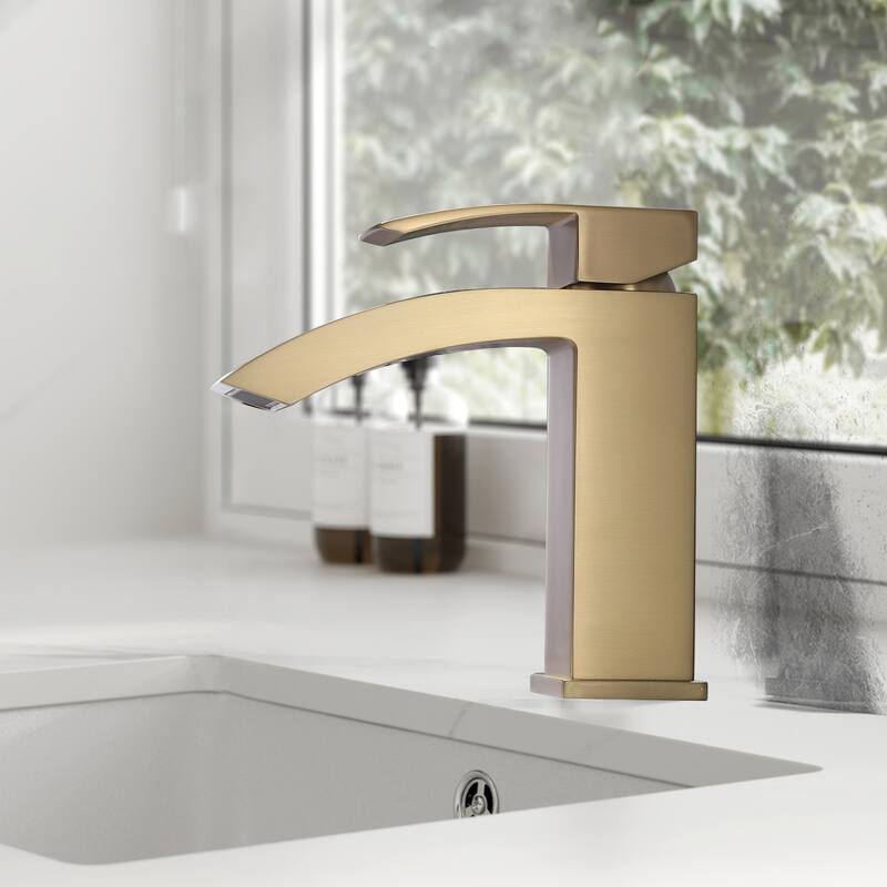 6.54"H Solid Brass Single Handle Single Hole Bathroom Waterfall Faucet