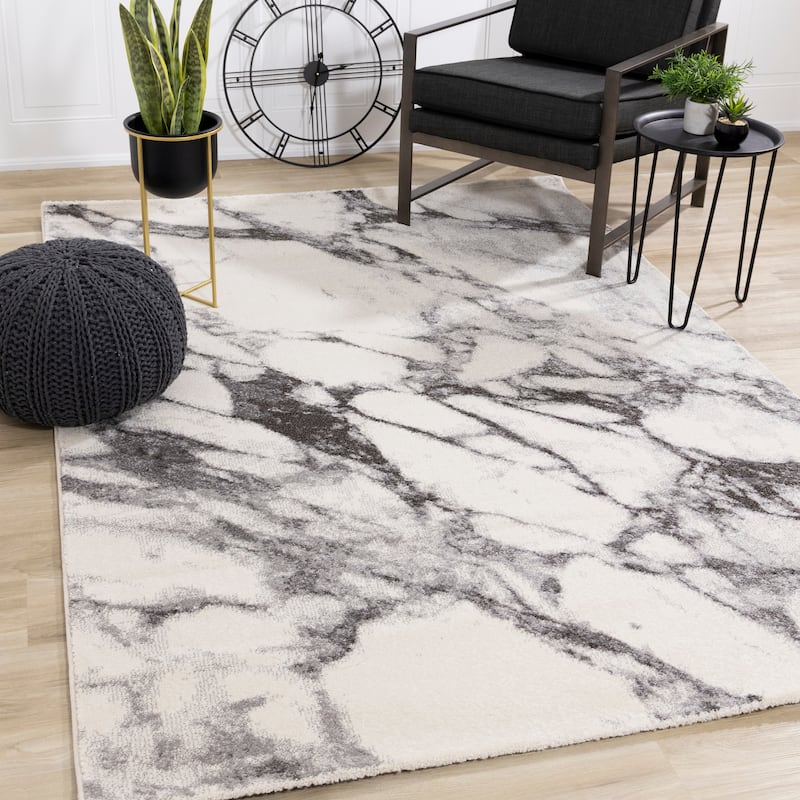 Sydney Collection - Cream/Grey Marble Profile Rug
