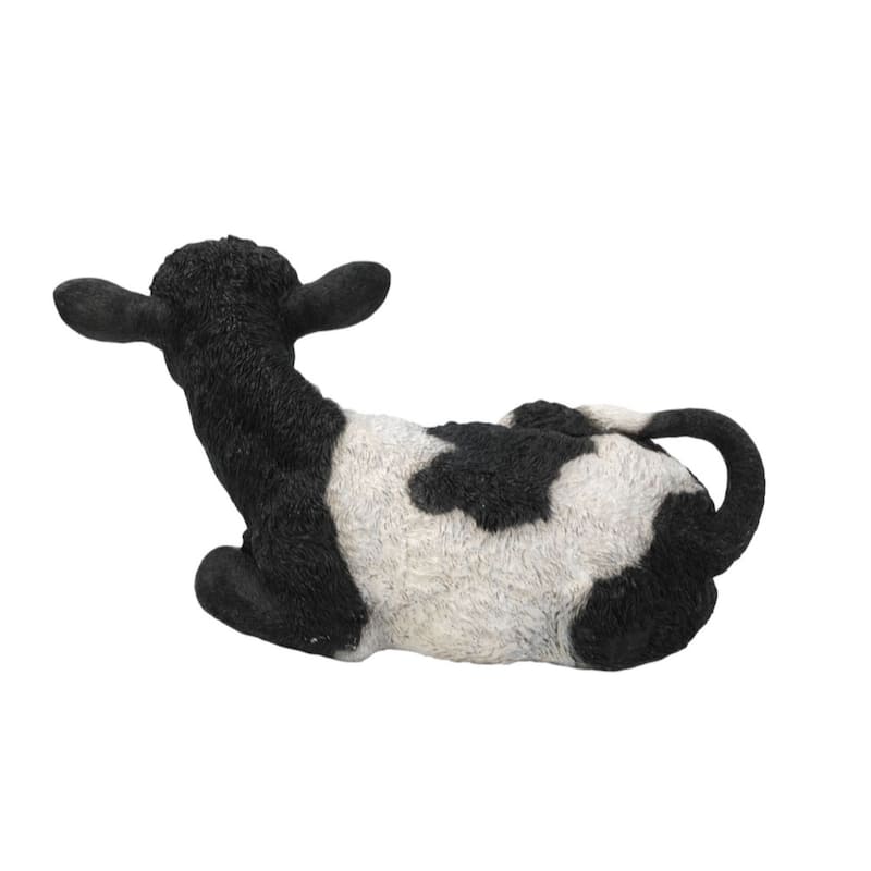 21" Black Calf Laying Down Outdoor Garden Statue