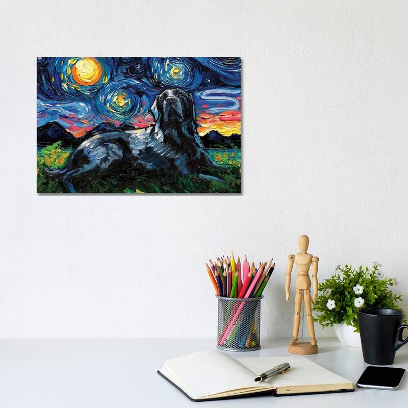 iCanvas "Black Labrador Night III" by Aja Trier Canvas Print - 8x12x0.75