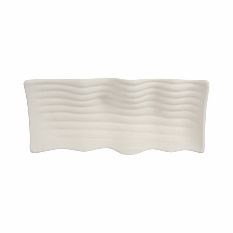 Wavy Porcelain Oversized Decorative Tray - Ivory, 20" - 20.0"