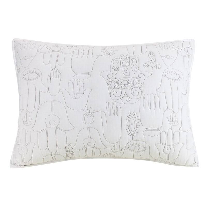Hamsa Cloud White 3-Piece Quilt Set by Jungalow