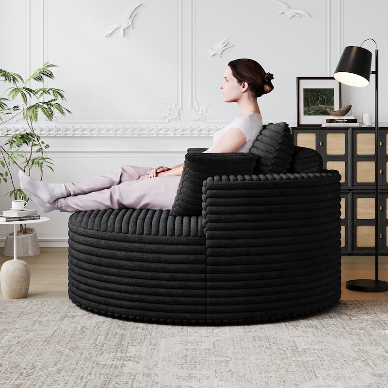 50"L Corduroy Sponge Single Sofa,No Assembly Required,Fluffy Modern Sleeper Chair (Not A Swivel Chair)