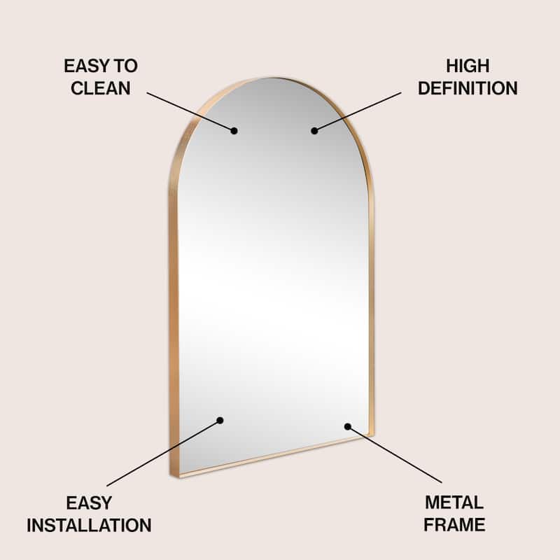 JONATHAN Y Medium Arched Metal Framed Wall Mounted Mirror - 36 H x 24 W x 1.5 D