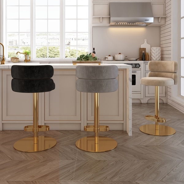 Modern Velvet Bar Stool with Height Adjustment and 360 Degree Swivel On Sale Bed Bath Beyond 36098399