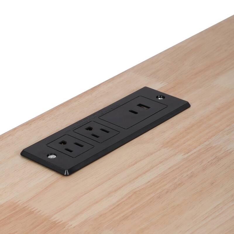 Mobile Kitchen Island 56.5 Inch with Drop Leaf 5 Drawers and USB Power Outlet