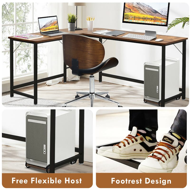 Costway L-Shaped Computer Desk Corner Workstation Study Gaming Table