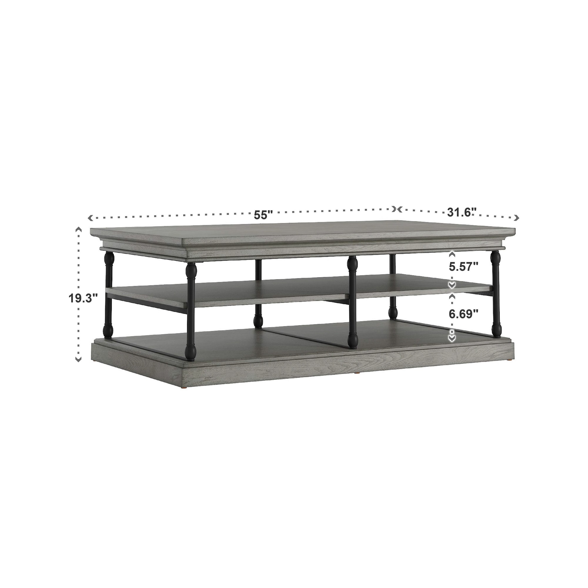 【cornice】COFFEE TABLE Barnstone Cornice Rectangle Storage Shelf Coffee Table by iNSPIRE