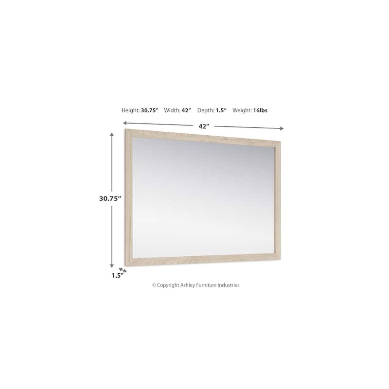 Signature Design by Ashley Cadmori Beige Bedroom Mirror - Brown - 38.86" W x 1.3" D x 27.68" H