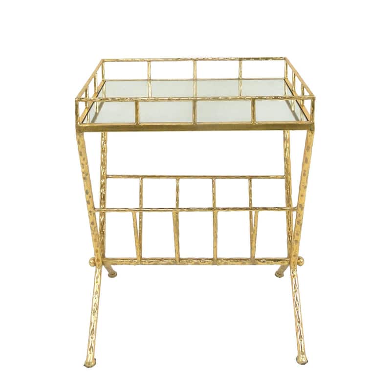 Sagebrook Home Glam 23"H Gold Rectangle Mirror Accent Table or Bar Cart - 18" x 12" x 23"