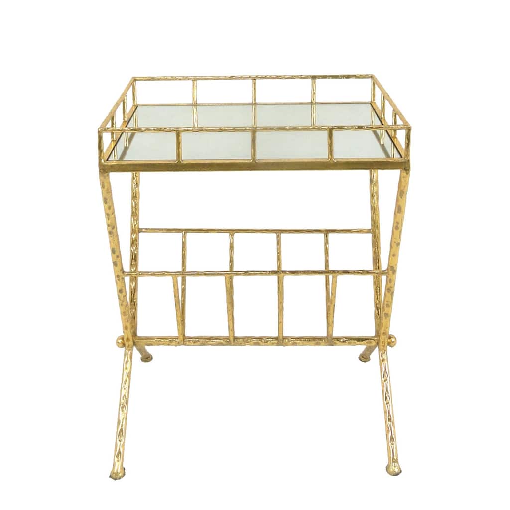 Sagebrook Home Glam 23"H Gold Rectangle Mirror Accent Table or Bar Cart - 18" x 12" x 23"