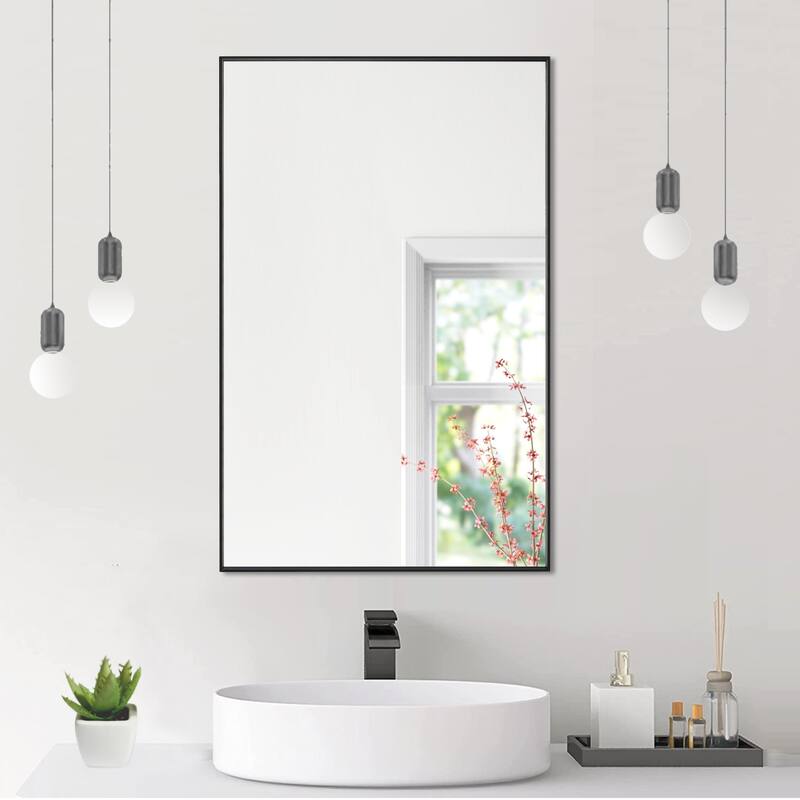 Ledel Framed Bathroom Vanity Mirror Rectangle Wall Mirror - 30"W x 20"H - Black