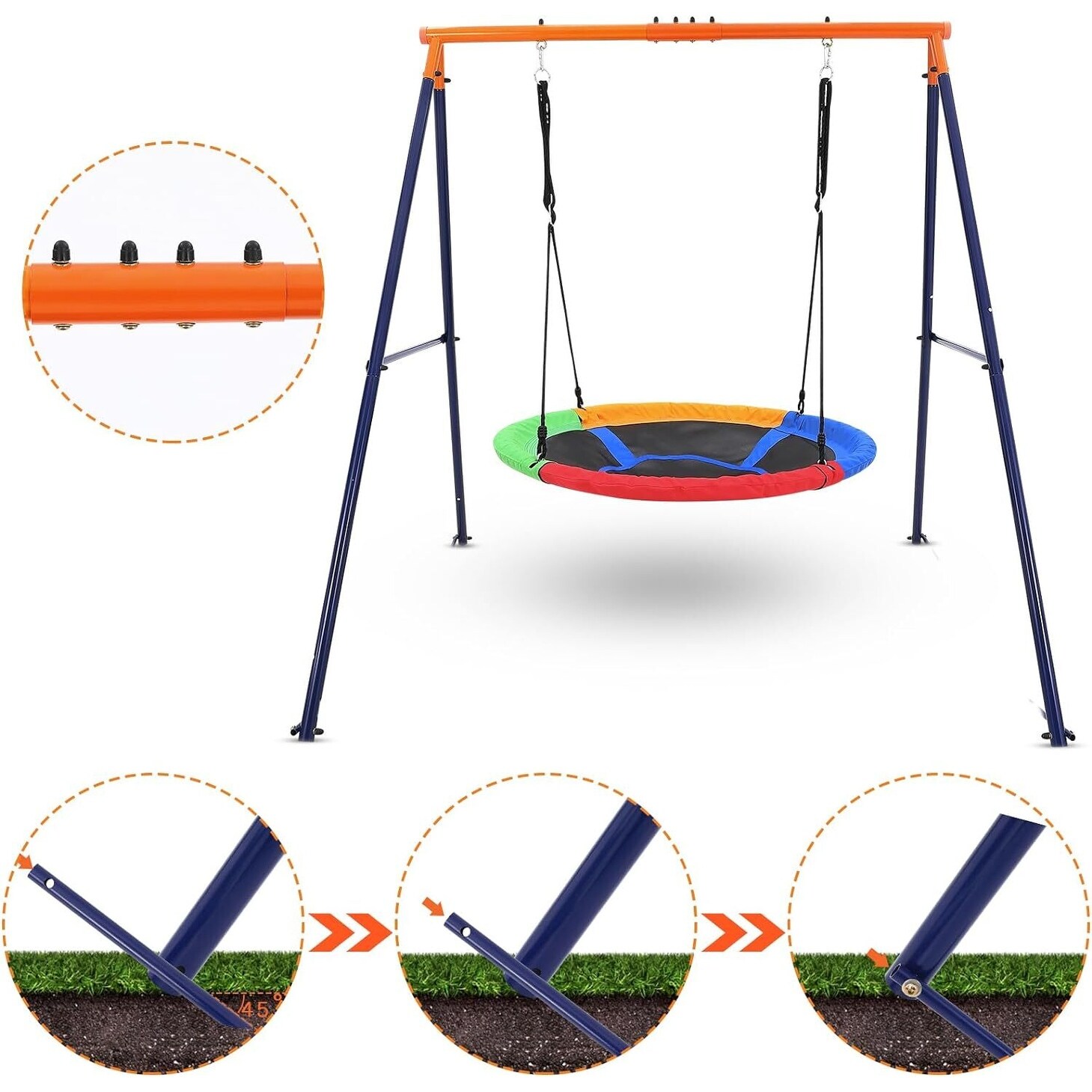 お歳暮 2025 Kids for Stand with Swing Saucer Outdoor, Saucer 440lbs バーベキュー・調理用品