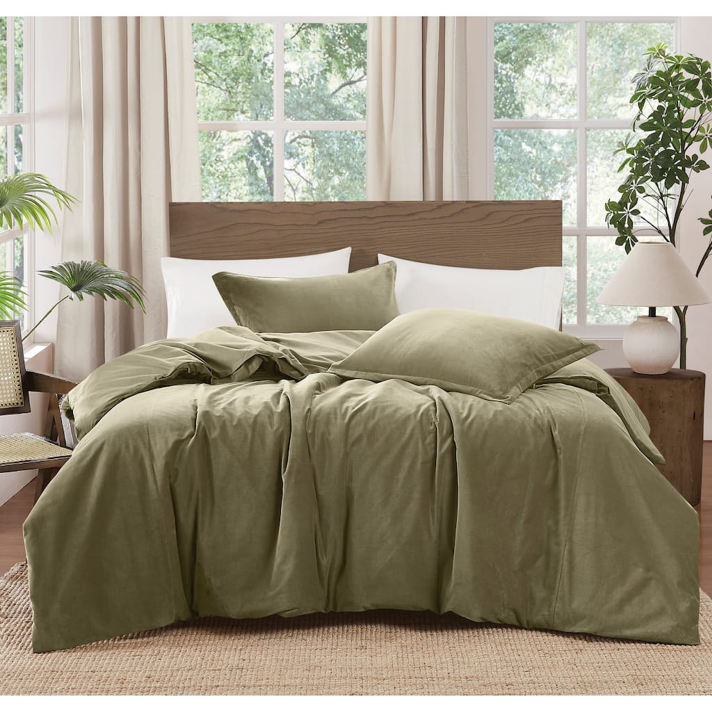 Brooklyn Loom Matte Cotton Velvet 3 Piece Duvet Cover Set