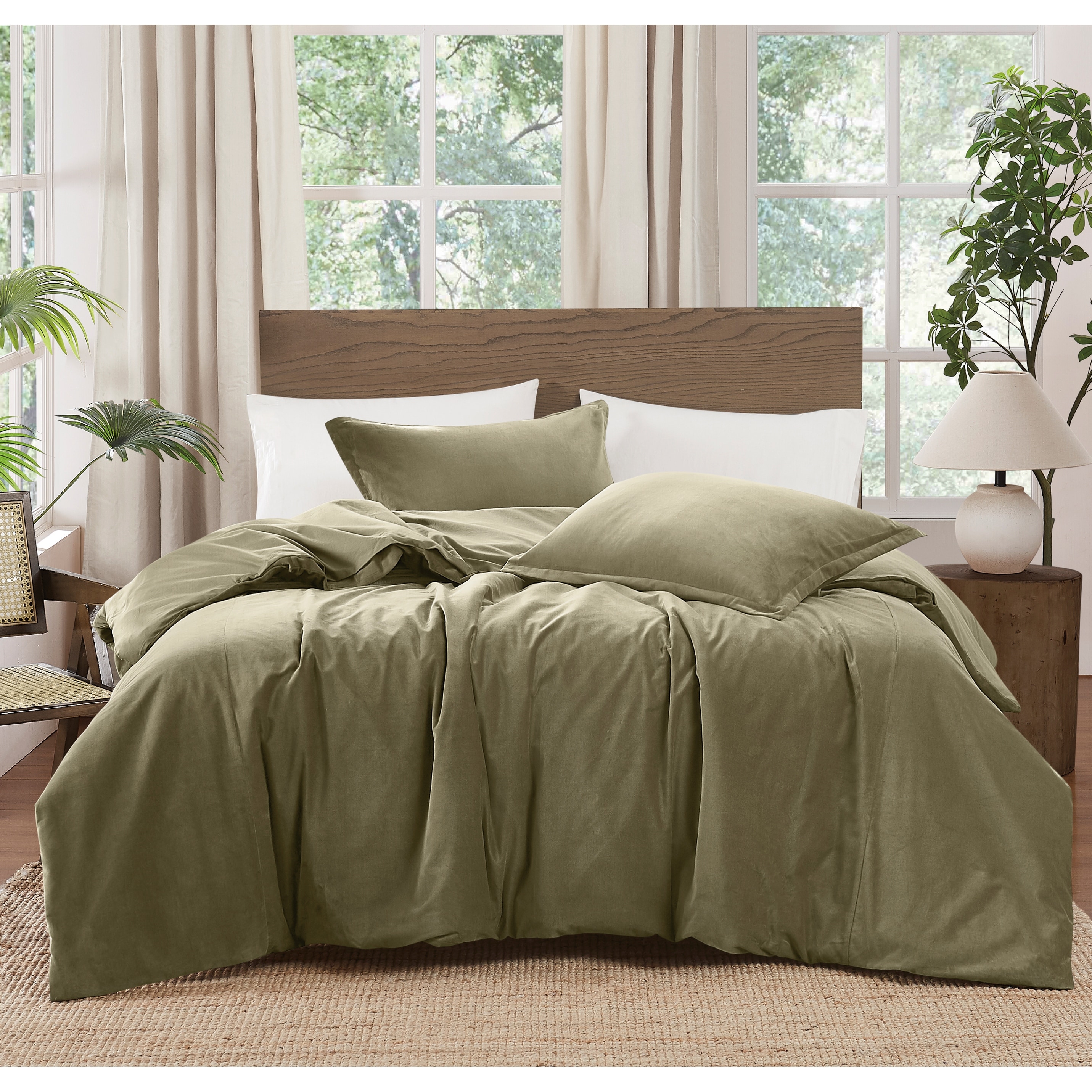 Brooklyn Loom Matte Cotton Velvet 3 Piece Duvet Cover Set
