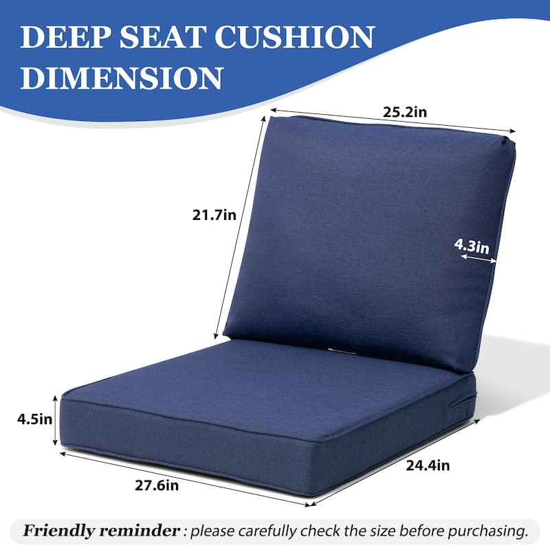 27.6 x 24.4 in Outdoor Indoor Patio Seat Cushions Set