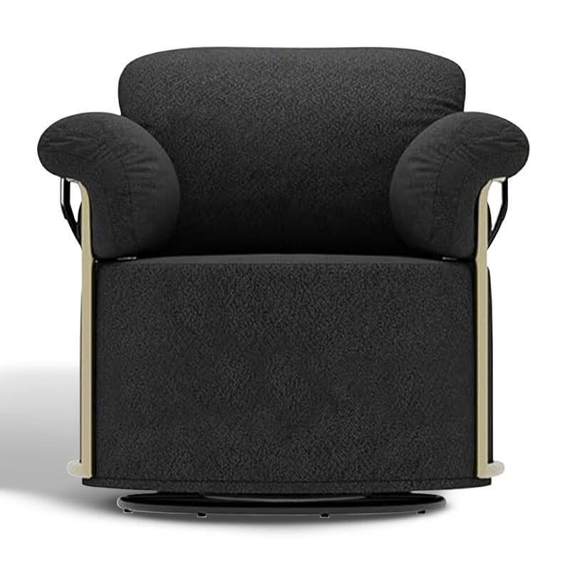 Modern Swivel Boucle Accent Chair Lounge Chair with Gold Metal Base