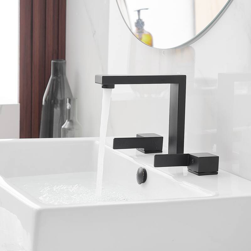 8 in. Widespread Bathroom Faucet Two Handle 3 Holes High-Arc Spout With Drain Assembly