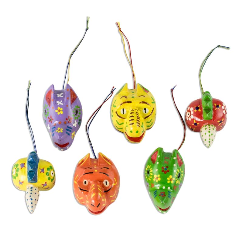 Novica Handmade Little Animals Wood Ornaments (Set Of 6)