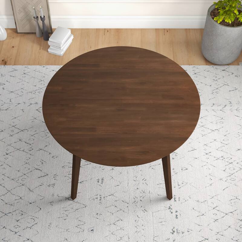 Alina Contemporary Dining Table with Smooth Walnut Finish and Solid Wood Structure, 43 inch