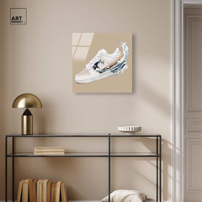 Great Wave Sneaker Splash Acrylic by Art Remedy, Ready to Hang