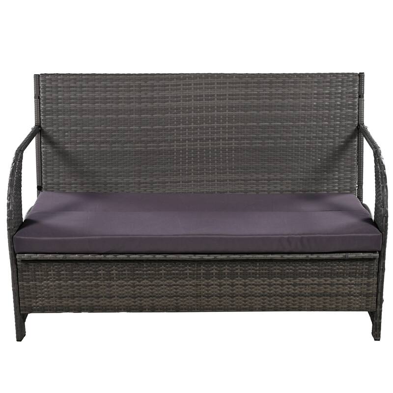 Multi-Functional Outdoor Patio Rattan Loveseat Sofa, Convertible 4-Seats Dining Set