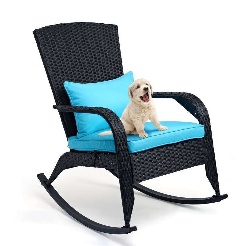 Outdoor Wicker Rocking Chair, Rattan Recliner