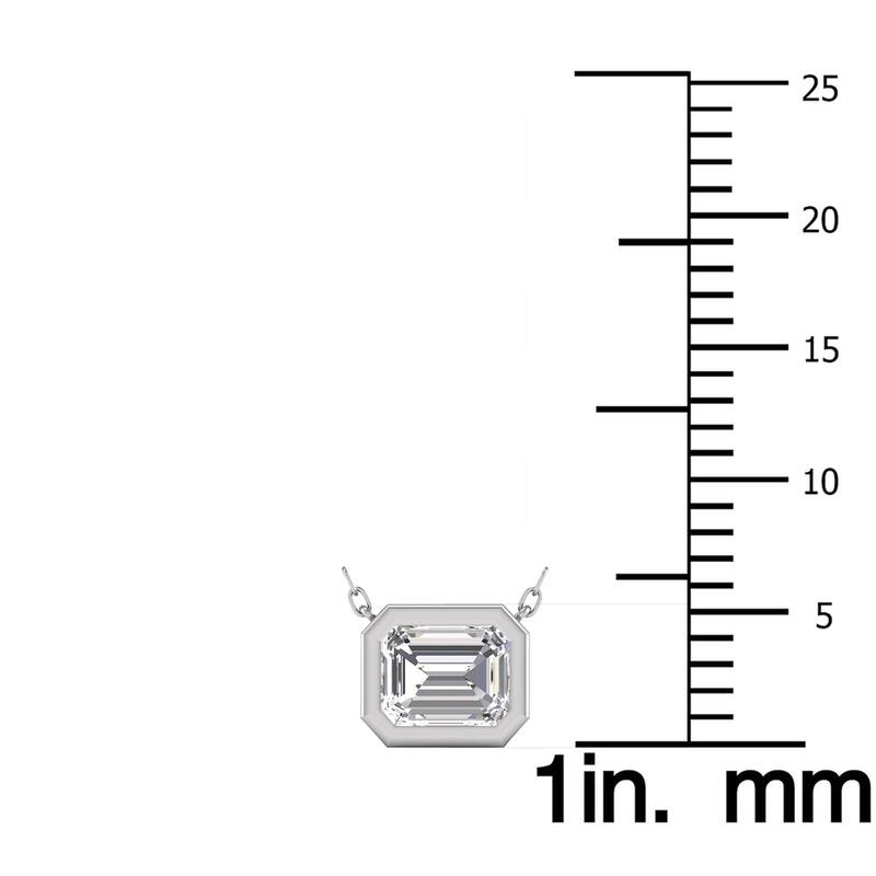 Marquee Lab Grown 1/2 Carat Emerald Cut Bezel Set Diamond Solitaire Pendant in 14K White Gold