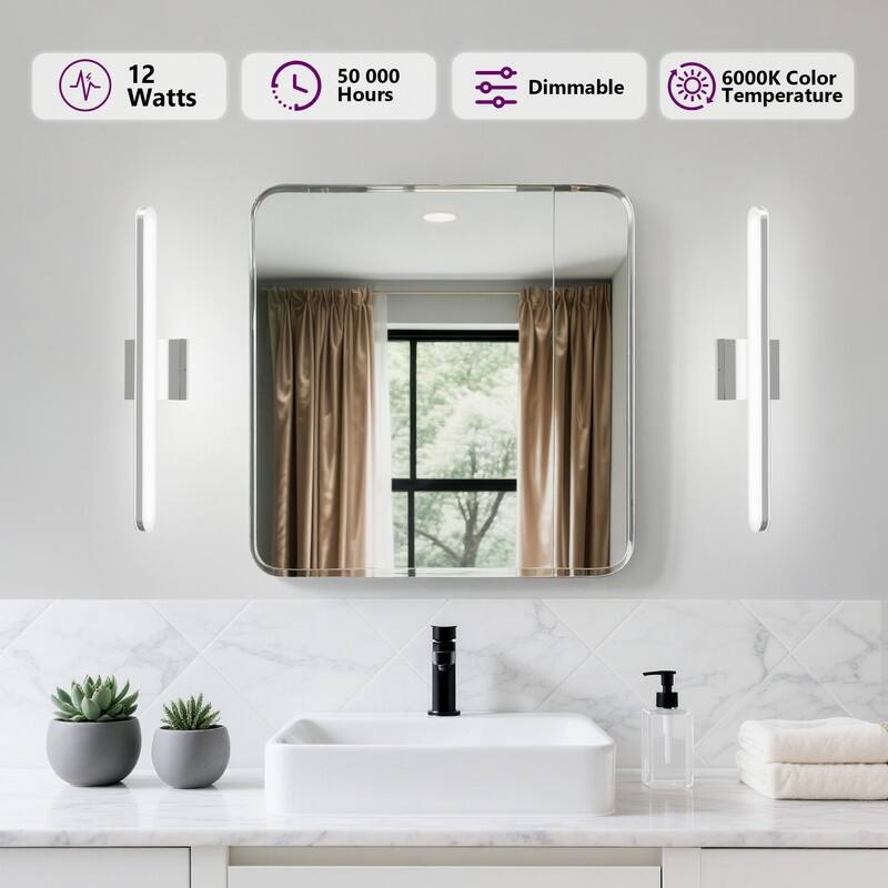 Modern LED Vanity Light Bar Dimmable 8W Wall Fixture 6000K