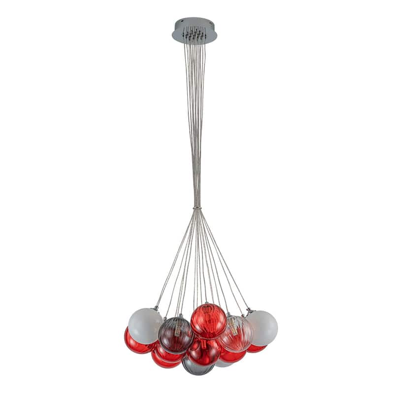 23.6''W Chrome Modern Hand Blown Colored Glass Balls Chandelier