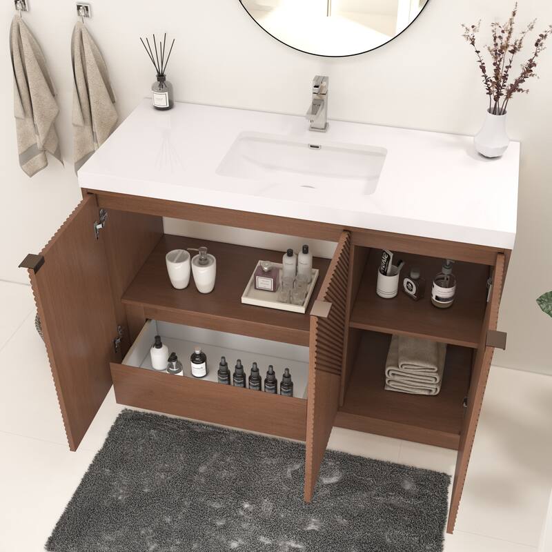 Milano 48" Freestanding Bathroom Vanity with White Acrylic Sink