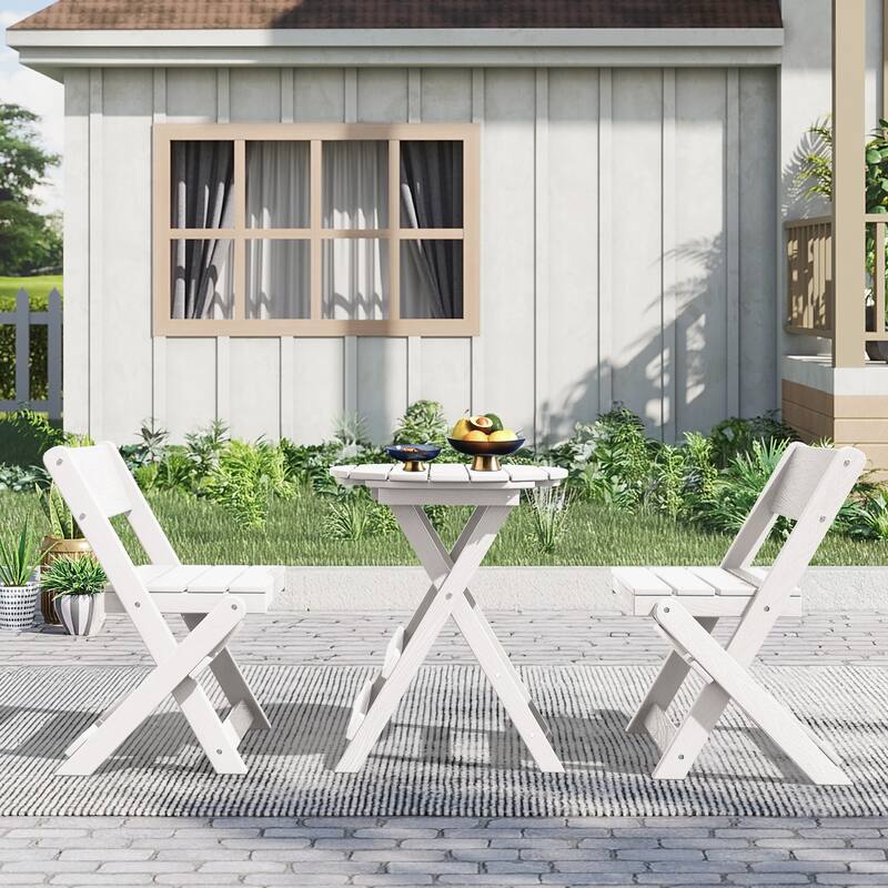 3-Piece Outdoor HDPE Bistro Set, Waterproof, Weather-Resistant & Foldable