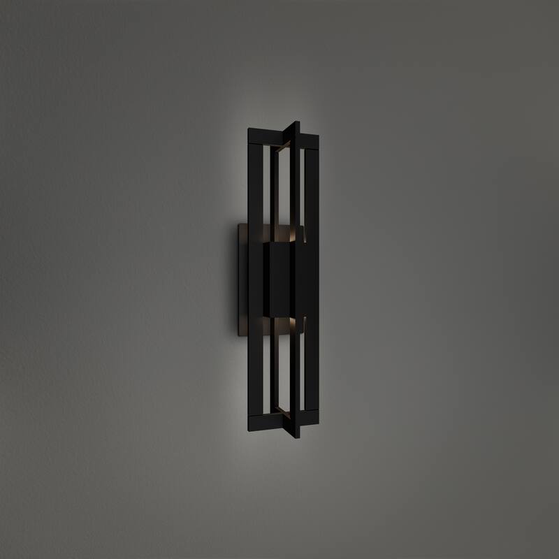 Gander 20in LED Outdoor Wall Light Selectable CCT 2700-3000-3500-4000K set to 2700K in Black