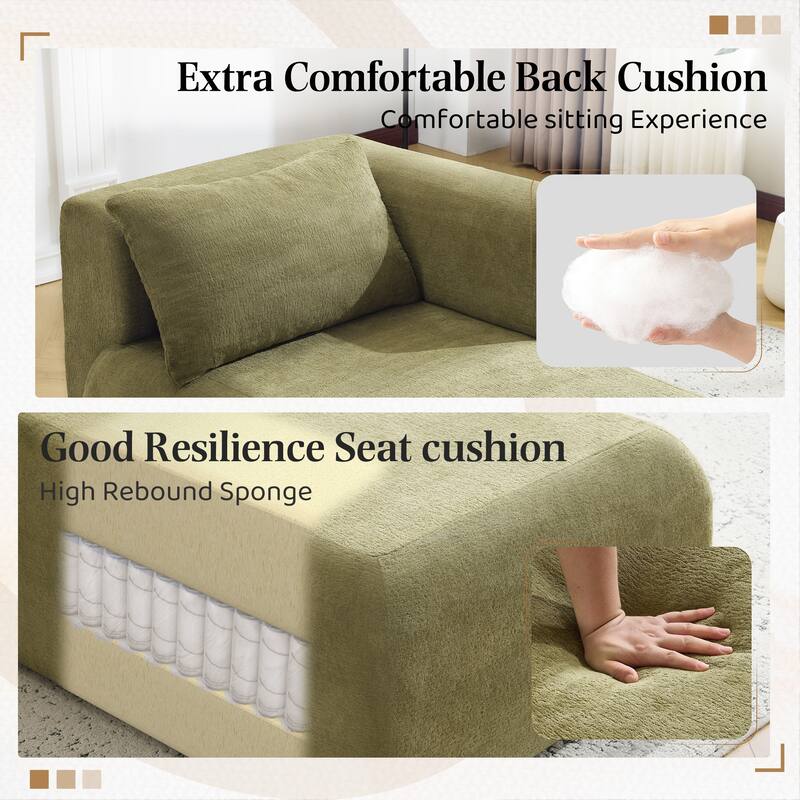 Bezseller Modern Chaise Lounge - Upholstered Sofa with Pillows for Bedroom & Living Room
