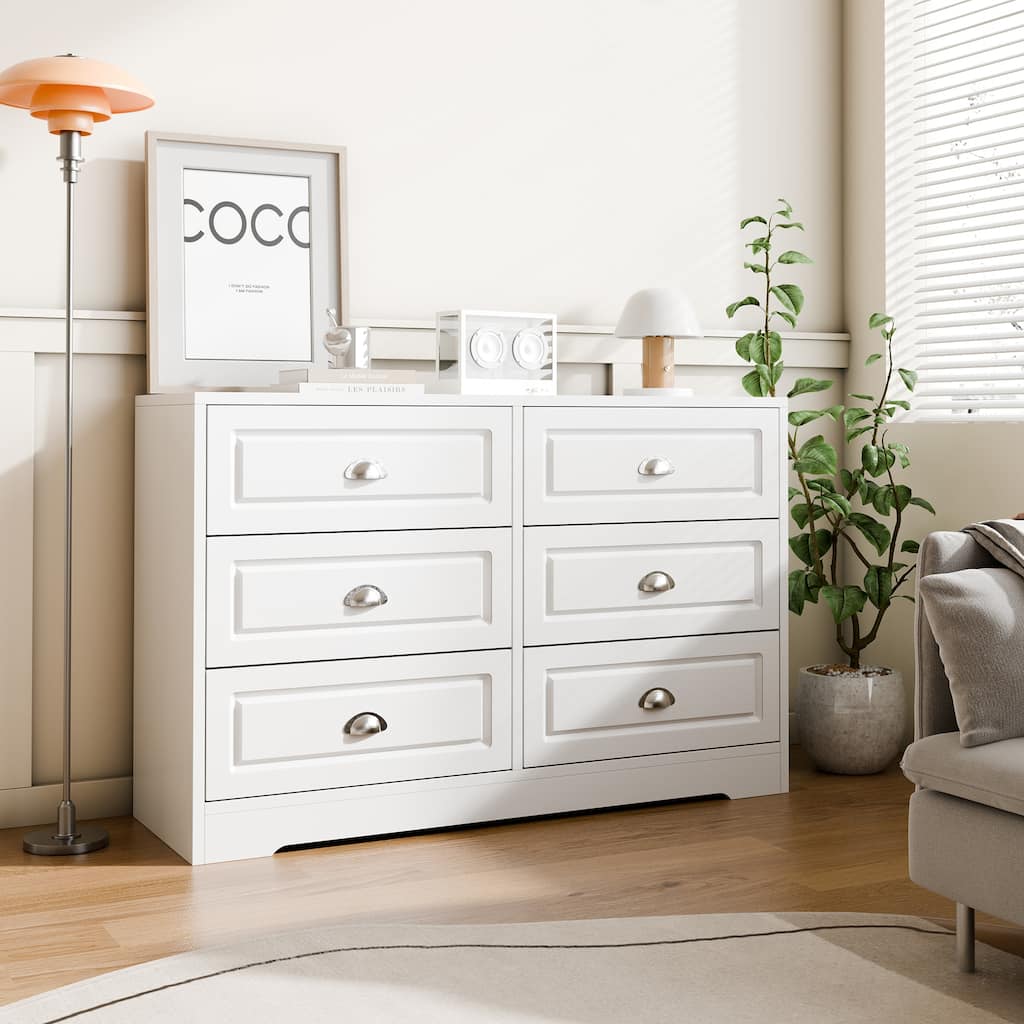 6-Drawer Storage Dresser – Versatile Media Console & Entryway Organizer, Holds TVs Up to 45"