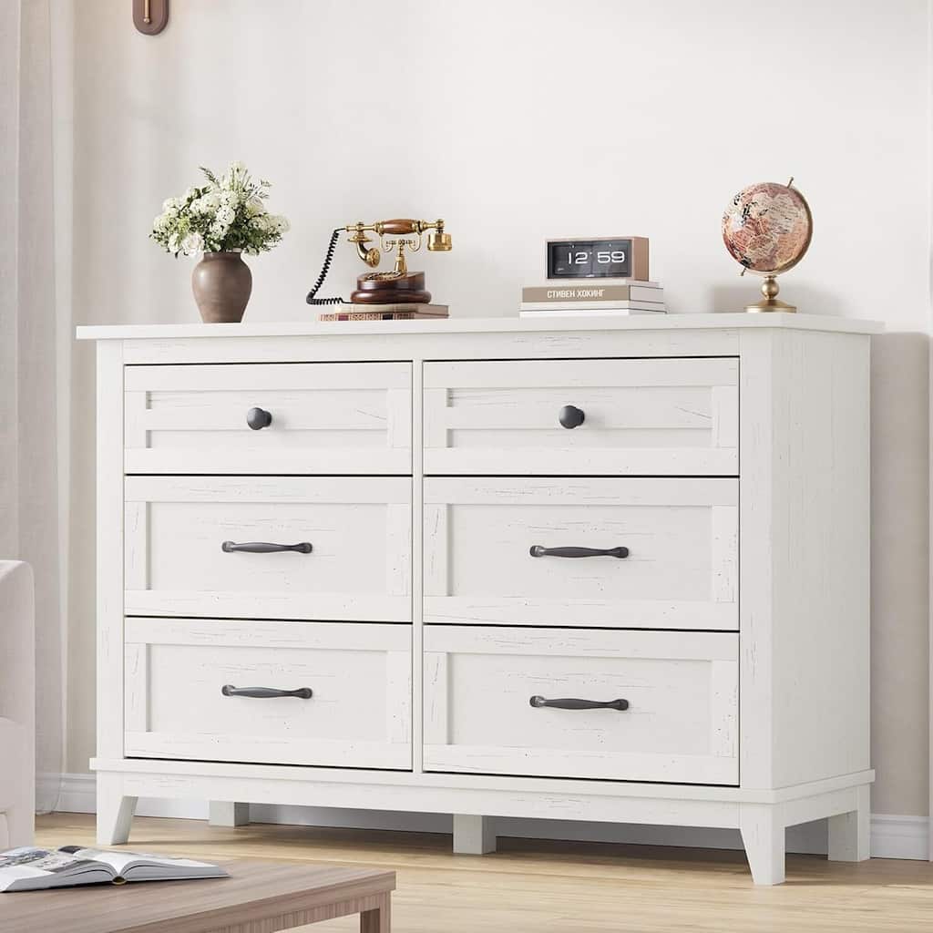 47" Wide Freestanding 6 Drawer Dresser for Living Room, Bedroom, Entryway