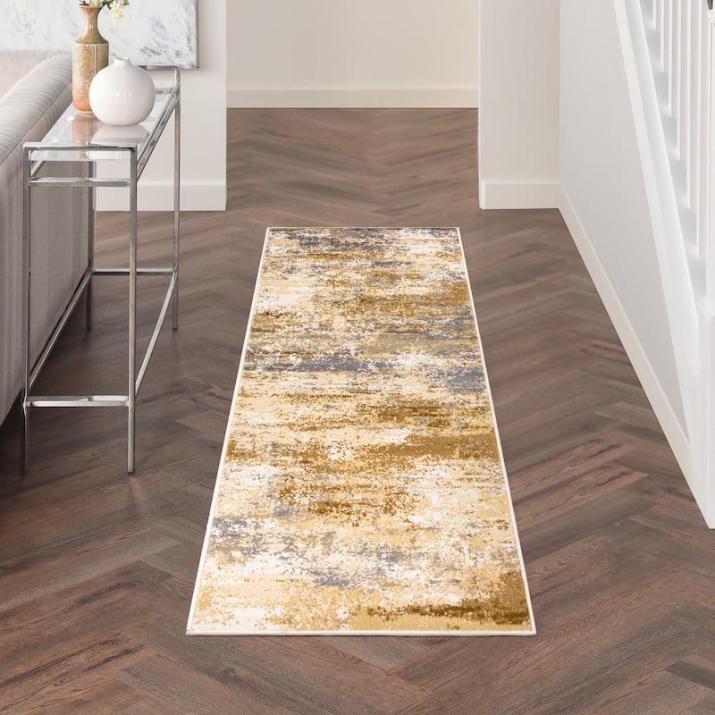 Nourison Grafix Indoor Beige Abstract Area Rug