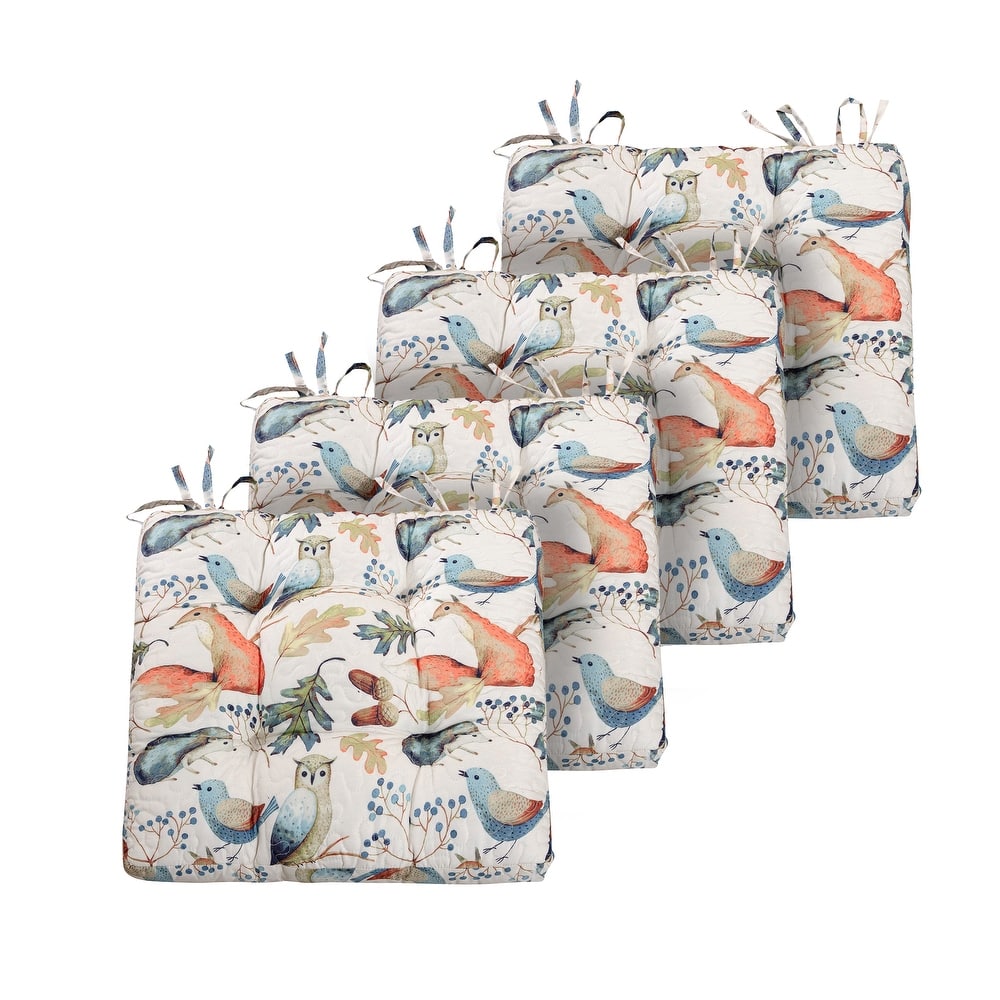 Barefoot Bungalow Triple Layered Chair Pad - Seat Cushion - with Ties - 18 inches x 18 inches