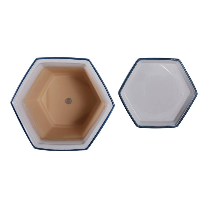 Stoneware Saucer Planters Attached Base for Home Garden (Set of 2)