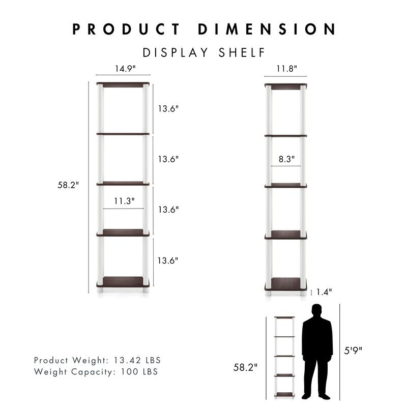 DH BASIC Modern Wood Shelving Unit with storage - Tier Shelves, Cube Ladder Shelf by Denhour