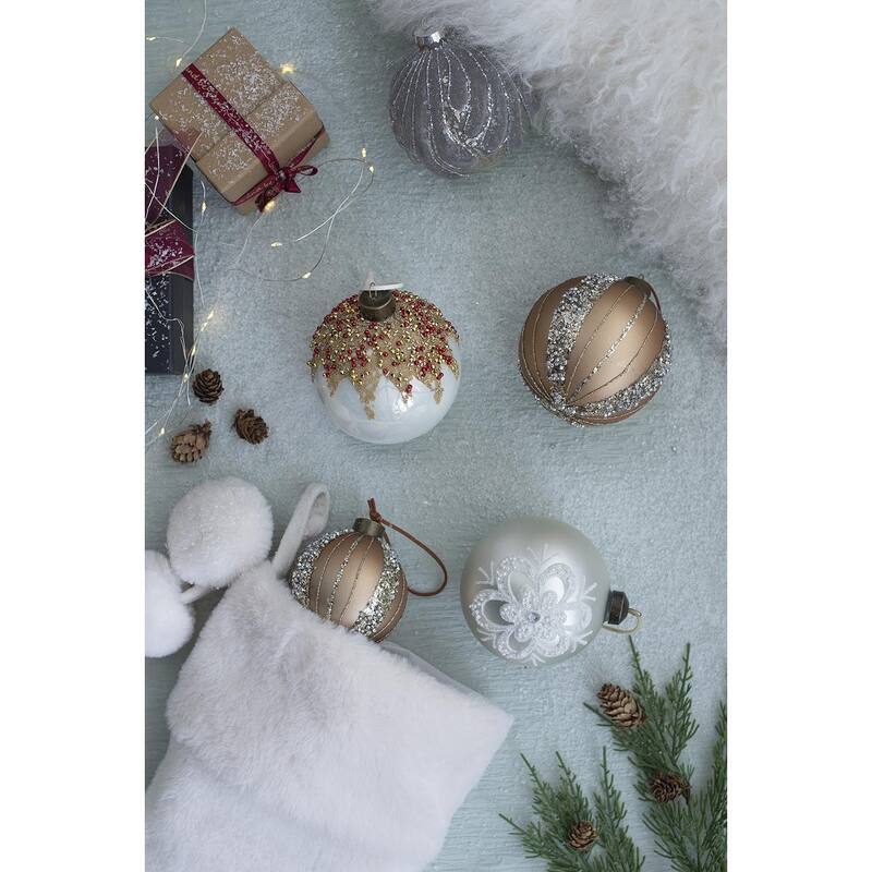 D3" Christmas Ball Ornaments, Glass Decorative Hanging Ball Christmas Tree Ornaments for Holiday, Set of 12