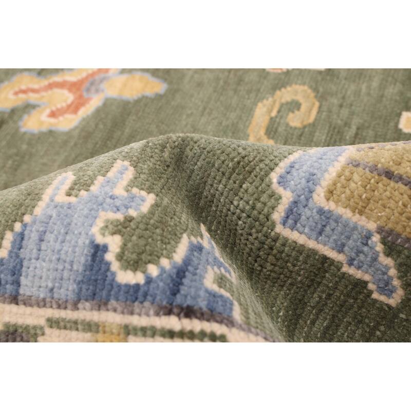 ECARPETGALLERY Hand-knotted Modern Oushak Green Wool Rug - 8'0 x 10'0